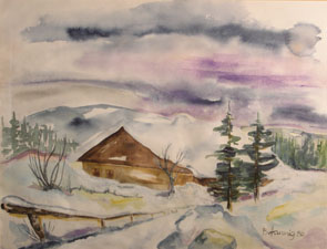 Brigitte Hannig - Haus in Winterlandschaft