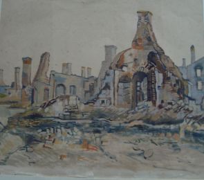 Reinhold Koeppel Kohle, Pastell, Aquarell,Oel - Piaski nach der Beschießung